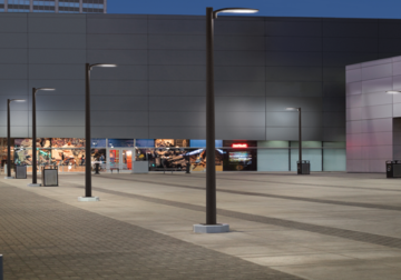 This is an image of round poles in parking lot